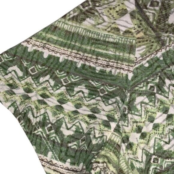 Alfred Dunner Short-Sleeve Green Geometric Beaded V-Neck Top - Picture 5 of 9
